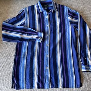 Ralph Lauren purple blue black stripes silk blouse